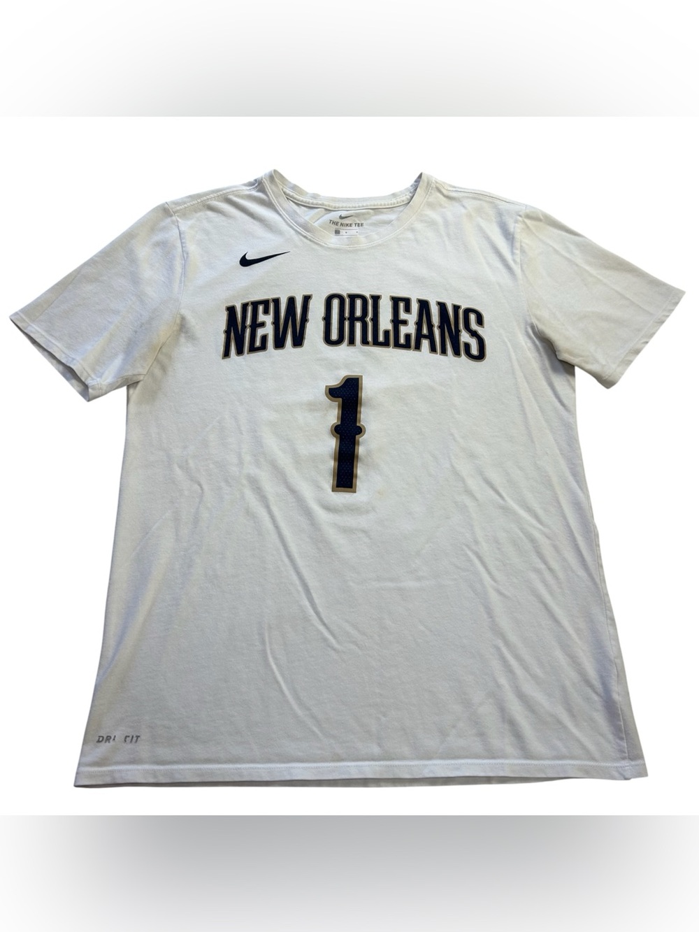 Nike New Orleans Pelicans #1 Zion Williamson T-Shirt Jersey NBA White size Large